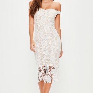 Missguided White Lace Off The Shoulder Dress